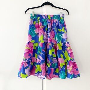 Vintage Linda Lundstrom Floral Ruffle Dress